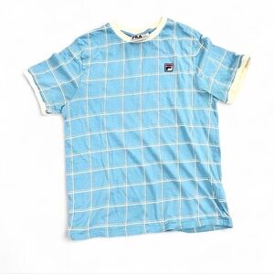 Fila blue and white checkered short sleeve tee